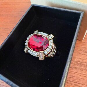 NEW Heidi Daus Bold and Beautiful Siam Ruby Red Statement Ring